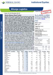 1QFY13 Result Update  Institutional Equities Allcargo Logistics 8 August 2012