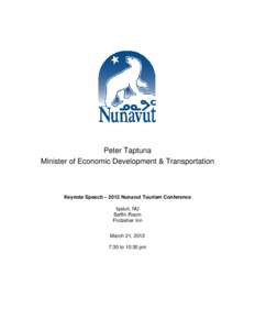 NUNAVUT PRESENTATION TO THE DEPUTY MINISTERS COMMITTEE ON FISHERIES AND OCEANS