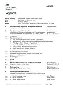 AGENDA  Agenda Title of meeting Date Time