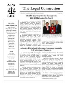 APA August, 2002 The Legal Connection Asian Pacific American Legal Resource Center (APALRC)