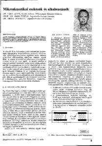 Mikroakusztikai eszközök és alkalmazásaik D R . N A G Y JÁNOS, Kandó Kálmán Villamosipari Műszaki Főiskola, P R O F . D R . HANS P I E P E R , Ingenieurhochschule Dresden,