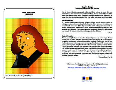 Graph-It Design  Alfred Solis, Math/Physics, High Tech High For the Graph-It Design project, each student used Excel software to create their own “mathterpiece” of an image pertaining to a historical figure. Students