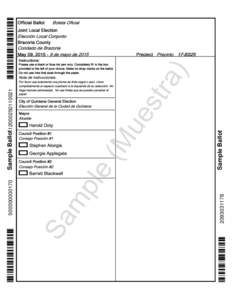 Official Ballot Boleta Oficial Joint Local Election Elección Local Conjunto Brazoria County