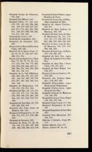Hospital Arnau de Vilanova, 147, 346. Hospital Can Misses, 263. Hospital Clínic, 47, 120, 121, 134, 135, 141, 142, 156, 160, 202, 209, 245, 246, 247, 249,