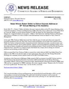 NEWS RELEASE  CONNECTICUT ACADEMY OF SCIENCE AND ENGINEERING