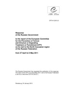 CPT/Inf[removed]Response of the Russian Government to the report of the European Committee for the Prevention of Torture