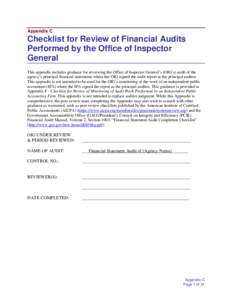 Microsoft Word - Appendix C - Checklist for Review of Financial Audits performed by the Office of Inspector General _March 2009