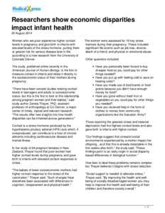 Researchers show economic disparities impact infant health