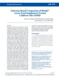 Outcome-Based Comparison of Ritalin® versus Food-Supplement Treated Children with AD/HD