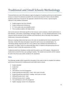 Traditional and Small Schools Methodology Presented below are each of the indicators (general categories of academic performance) and measures (means to evaluate the indicators) included in the Arizona State Board for Ch