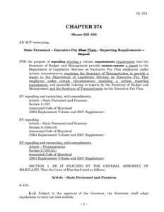 Ch[removed]CHAPTER 274 (House Bill 458) AN ACT concerning State Personnel – Executive Pay Plan Plans – Reporting Requirements –