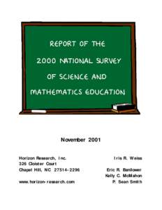 November 2001 Horizon Research, Inc. 326 Cloister Court Chapel Hill, NCwww.horizon-research.com