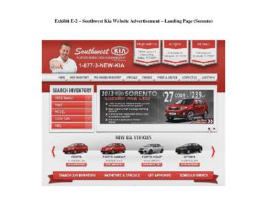 Exhibit E-2 – Southwest Kia Website Advertisement – Landing Page (Sorento)   