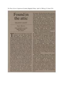 The Times Literary Supplement (London, England), Friday, April 14, 2006; pg. 23; Issue 5376.   