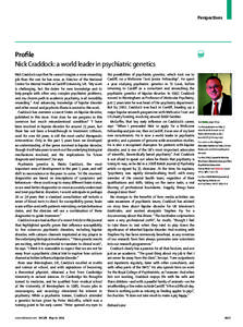Nick Craddock: a world leader in psychiatric genetics