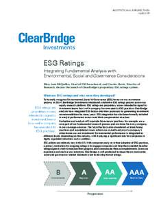 INSTITUTIONAL PERSPECTIVES April 2015 ESG Ratings Integrating Fundamental Analysis with Environmental, Social and Governance Considerations