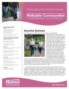 Addressing Rural Health Needs  Walkable Communities in Haldimand and Norfolk  Acknowledgements