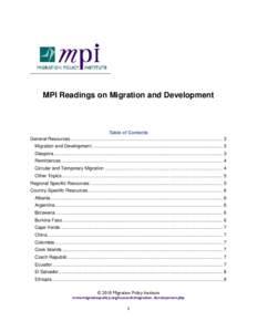 Human geography / Remittance / Circular migration / Diaspora / Immigration / International relations / Human migration / Migration Policy Institute / Demography