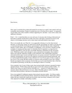 South Suburban Family Medicine, P.C. Jeffry N. Gerber, M.D., Denver’s Diet Doctor 7780 South Broadway • Suite 250 • Littleton, Colorado 80122 ––––––––––––––––––––––––
