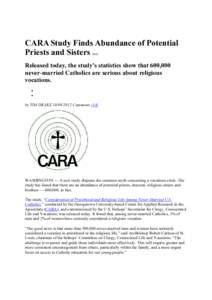 Microsoft Word - CARA Study Finds Abundance of Potential Priests and Sisters.doc