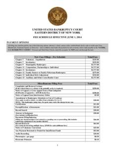 UNITED STATES BANKRUPTCY COURT EASTERN DISTRICT OF NEW YORK FEE SCHEDULE EFFECTIVE JUNE 1, 2014 PAYMENT OPTIONS All filing fees must be paid by one of the following options: attorney’s check; money order; certified ban