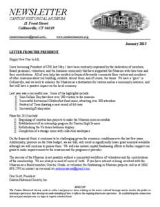 NEWSLETTER CANTON HISTORICAL MUSEUM 11 Front Street Collinsville, CT[removed]removed]
