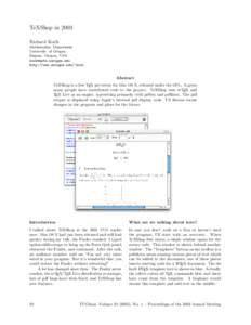 TeXShop in 2003 Richard Koch Mathematics Department University of Oregon Eugene, Oregon, USA [removed]