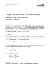 Mathematics / Mathematical analysis / Algebra / Analytic number theory / Group theory / Arithmetic function / Elliptic curve / Riemann hypothesis / Fourier series / Divisor / Transcendental number / SturmLiouville theory