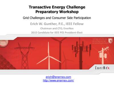 Transactive Energy Challenge Preparatory Workshop Grid Challenges and Consumer Side Participation Erich W. Gunther, P.E., IEEE Fellow Chairman and CTO, EnerNex