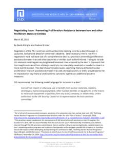 Politics of Iran / Nuclear proliferation / Sanctions against Iran / Nuclear program of Iran / Institute for Science and International Security / Iran and weapons of mass destruction / U.S. sanctions against Iran / Nuclear Non-Proliferation Treaty / Iran / Economy of Iran / Iran–United States relations