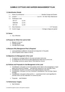 Management Plan for Blackwood Hill Reserve