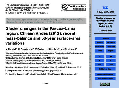 The Cryosphere Discussions Correspondence to: A. Rabatel () Published by Copernicus Publications on behalf of the European Geosciences Union.