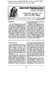 Essays of an Information Scientist, Vol:8, p[removed], 1985 Current Contents, #25, p.3-9, June 24, 1985