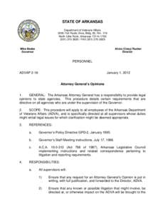 STATE OF ARKANSAS Department of Veterans Affairs 2200 Fort Roots Drive, Bldg. 65, Rm. 119 North Little Rock, ArkansasFAX