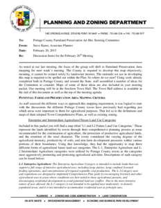 PLANNING AND ZONING DEPARTMENT 1462 STRONGS AVENUE, STEVENS POINT, WI 54481  PHONE:   FAX: To:  Portage County Farmland Preservation Ad-Hoc Steering Committee