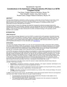 Microsoft Word - DS10 Considerations in the Submission of Pharmacokinetics _PK_ Data in an SDTM-Compliant Format Wood et al.doc