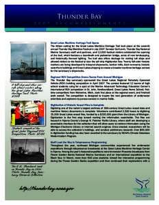 Thunder Bay[removed]A c c o m p l i s h m e n t s  Great Lakes Maritime Heritage Trail Opens