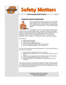 Safety Matters Environmental Health & Safety No. 11  Things We Learned in Grade School