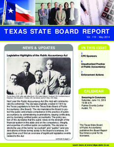 TEXAS STATE BOARD REPORT Vol. 119 | May 2014 NEWS & UPDATES  IN THIS ISSUE