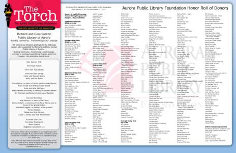 The  Torch The Aurora Public Library Foundation Quarterly update for our supporters