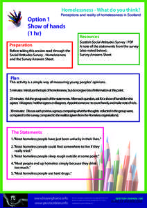 Homelessness - What do you think?  Perceptions and reality of homelessness in Scotland Option 1 Show of hands