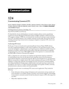 Communication  124 Communicating Genomics:GTL