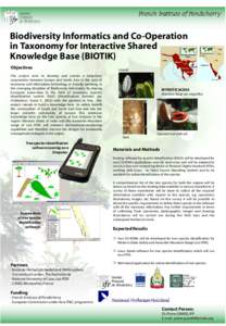 French Institute of Pondicherry  Biodiversity Informatics and Co-Operation in Taxonomy for Interactive Shared Knowledge Base (BIOTIK) Objectives
