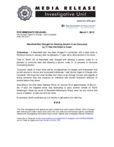 FOR IMMEDIATE RELEASE:  March 1, 2013 OIU Contact: Agent-in-Charge – John Campbell[removed]