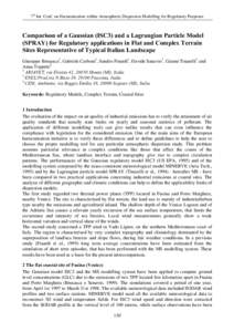 7th Int. Conf. on Harmonisation within Atmospheric Dispersion Modelling for Regulatory Purposes  &RPSDULVRQRID*DXVVLDQ,6&DQGD/DJUDQJLDQ3DUWLFOH0RGHO 635$<IRU5HJXODWRU\DSSOLFDWLRQVLQ)ODWDQG&RPSOH[7HUU