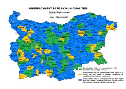 UNEMPLOYMENT RATE BY MUNICIPALITIES Vidin - Region center Novo Selo Bregovo