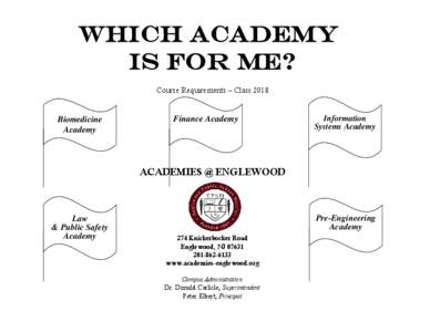 Which Academy is For Me? Course Requirements – Class 2018 Biomedicine Academy