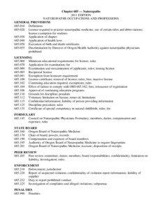 Chapter 685 — Naturopaths 2011 EDITION NATUROPATHS OCCUPATIONS AND PROFESSIONS