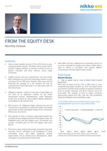 JulyBy Peter Sartori, Head of Equity  FROM THE EQUITY DESK