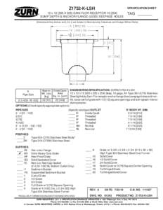 Z1752-K-LSH ® SPECIFICATION SHEET  12 x[removed]X 305] SANI-FLOR RECEPTOR[removed]]